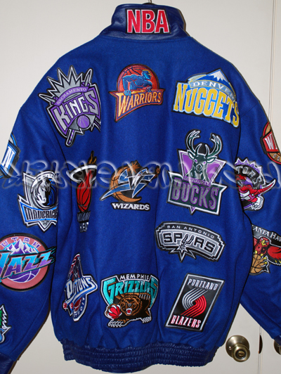 JEFF HAMILTON BLUE NBA WOOL COLLAGE JACKET 4XL NWT  